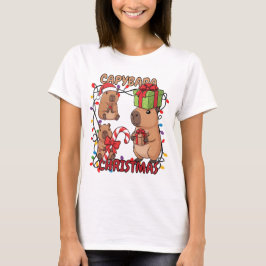 Söta Capybara Julbelysning Festiv Party T Shirt