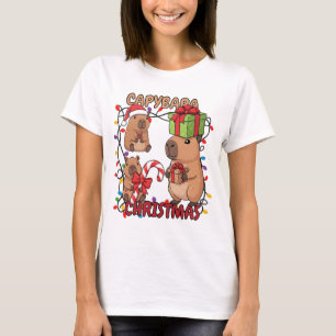Söta Capybara Julbelysning Festiv Party T Shirt