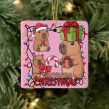 Söta Capybara Julbelysning Festlig Julfest Rosa