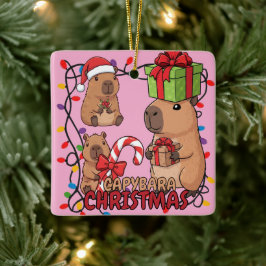Söta Capybara Julbelysning Festlig Julfest Rosa Julgransprydnad Keramik