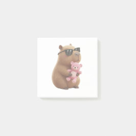 Söta Capybara som kramar Teddybjörn Post-it-lappar Post-it Block