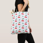 Söta Cherries Mönster på vitt Tygkasse<br><div class="desc">Cute cherry mönster på vitt.</div>