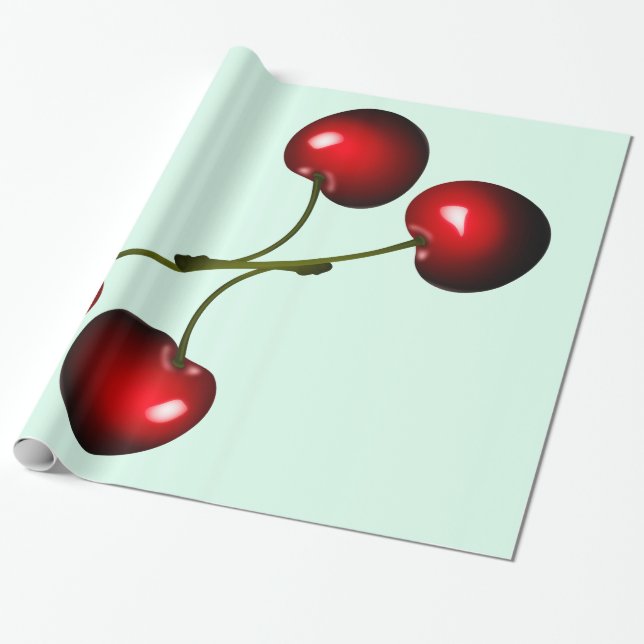 Söta Cherries Svällning Papper - Välj Färg Presentpapper (Utrullad)