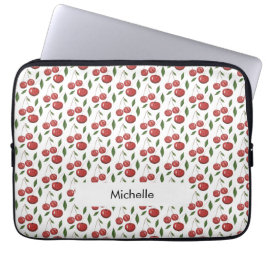 Söta Cherries Watercolor Illustration Monogrammed Laptop Fodral