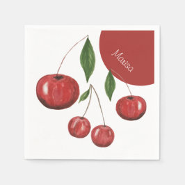 Söta Cherries Watercolor Illustration Pappersservett