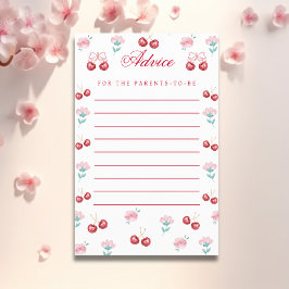 Söta Cherry Baby Shower Advice-kort Flygblad