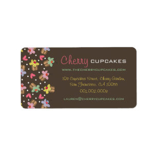 Söta Cherry-Muffinsar Konfektyreri Bakery Cute Adressetikett