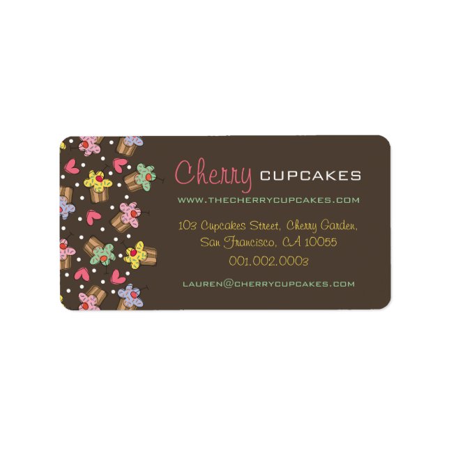 Söta Cherry-Muffinsar Konfektyreri Bakery Cute Adressetikett (Framsidan)
