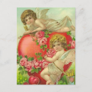 Söta Cherubs och Hearts Vykort
