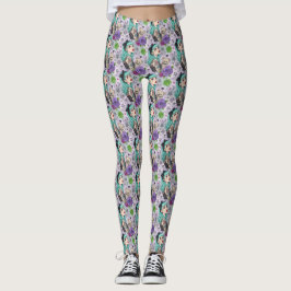 Söta Chibi-flicka & Leggings med blomster Mönster
