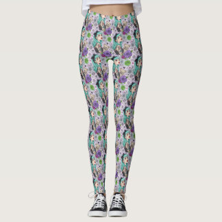 Söta Chibi-flicka & Leggings med blomster Mönster