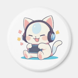 Söta Chibi Katt Spelhörlurar Bärbar Konsol  Magnet