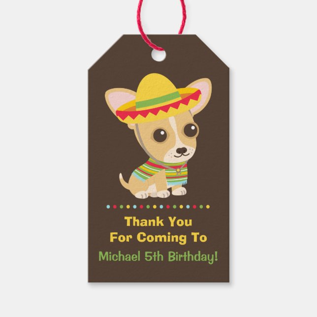 Söta Chihuahua mexikanska barn fiesta fest present Presentetikett (Framsidan)