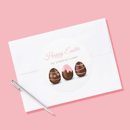 Söta chokladägg Glad påsk Runt Klistermärke