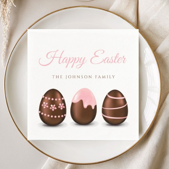 Söta chokladägg God påsk Pappersservett (Cute Chocolate Eggs Happy Easter Napkins)