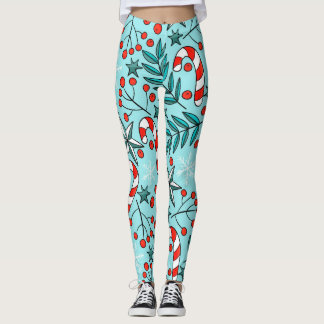Söta chrismas mönster-blått leggings
