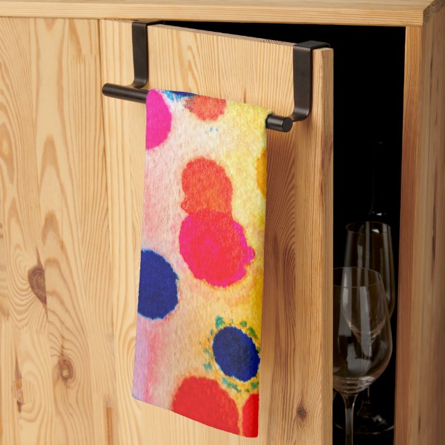 Söta cirklar i polka dots med vattenfärg kökshandduk (Thirds Fold)