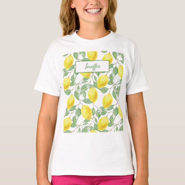 Söta citroner gult sommar. t shirt (Framsida)