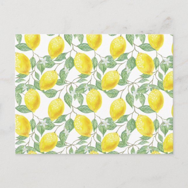 Söta citroner gult sommar. vykort (Framsida)