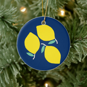 Söta citroner julgransprydnad keramik
