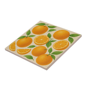 Söta citrusfrukter Hela och skivade Orangar Vatten Kakelplatta