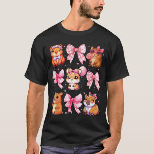 Söta Coquette Bow Capybara Pyjamas Pjs Kläder Tjej T Shirt