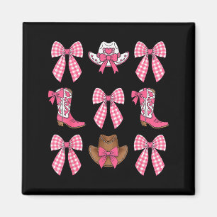Söta Coquette Bow Rosa Cowgirl Stövlar Och Hattar Magnet