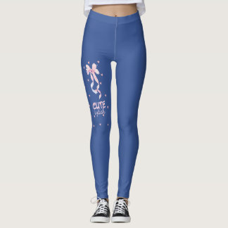 Söta Coquette Rosa Band Åkbyxor i Denimblå Leggings