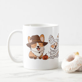 Söta Corgi Halloween-kostymer Whimsical Holiday Mu Kaffemugg