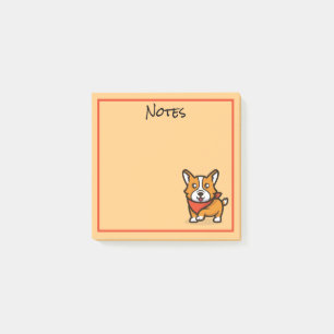 Söta Corgi Hund Post-It Noteringar Block