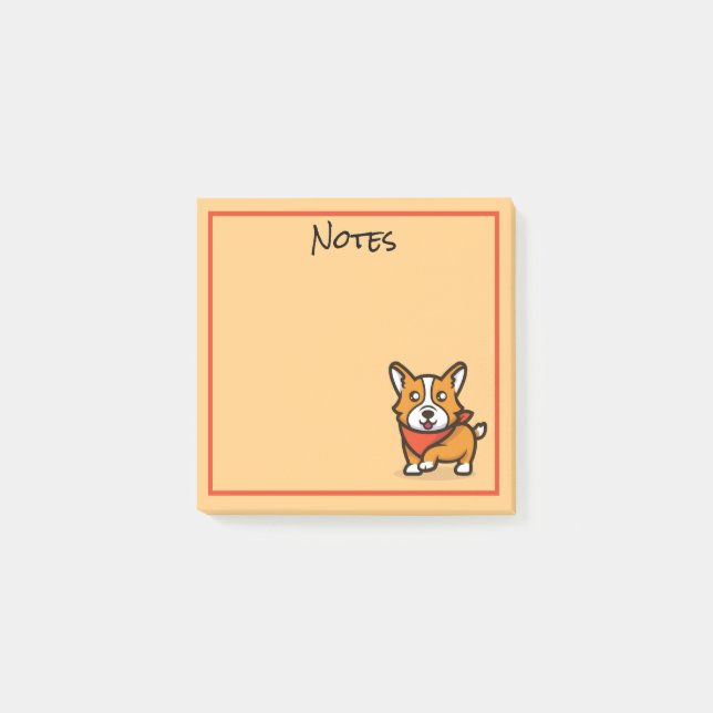 Söta Corgi Hund Post-It Notes Block (Framsida)