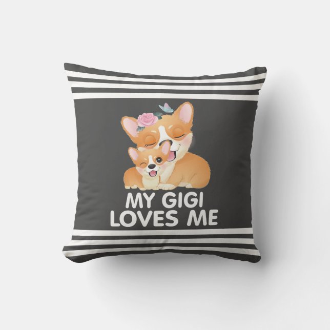 Söta Corgi Hundar - Min Gigi Älskar Mig Kudde (Framsida)