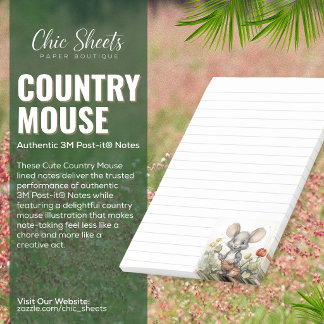 Söta Country Mouse Linjerade 3M Post-it® Notes Post-it Block