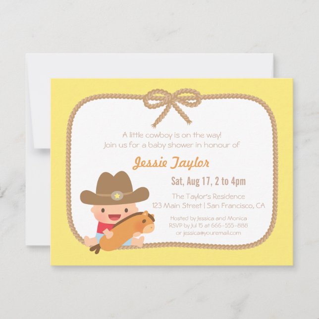Söta Cowboy Western-tema Bebis Shower-inbjudningar Inbjudningar (Framsida)