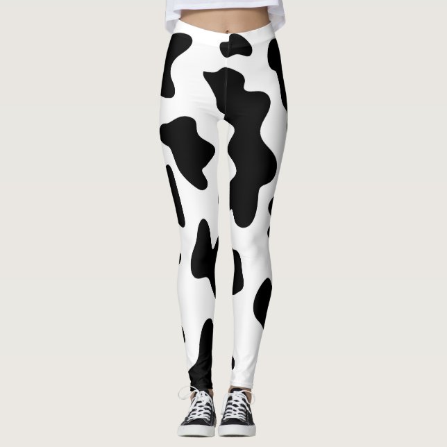 Söta cowboysvarta och vita huskor leggings (Framsida)