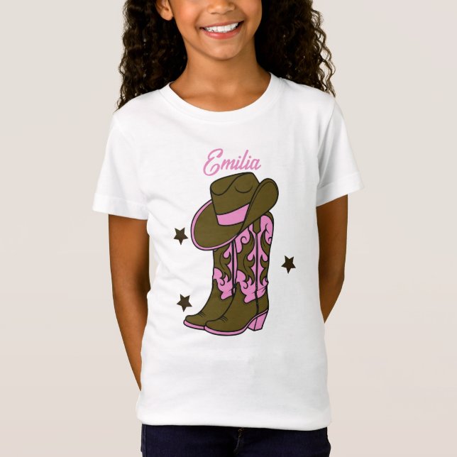 Söta cowboytjejer Rosa Brun Namn T Shirt (Framsida)