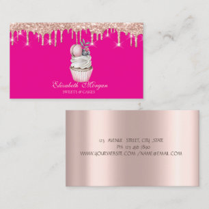 Söta Cupcake Macaron Rose Gold Dropar Rosa Visitkort