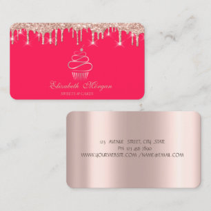 Söta Cupcake Rose Gold Dropar Röd Visitkort