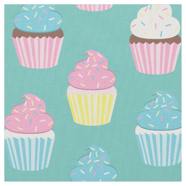 Söta Cupcakes Barn Bakverk Gods Tyg (Närbild)