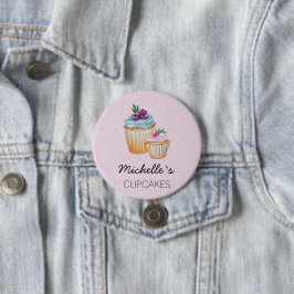 Söta CupCakes Och Frukter Vattenfärg Knapp