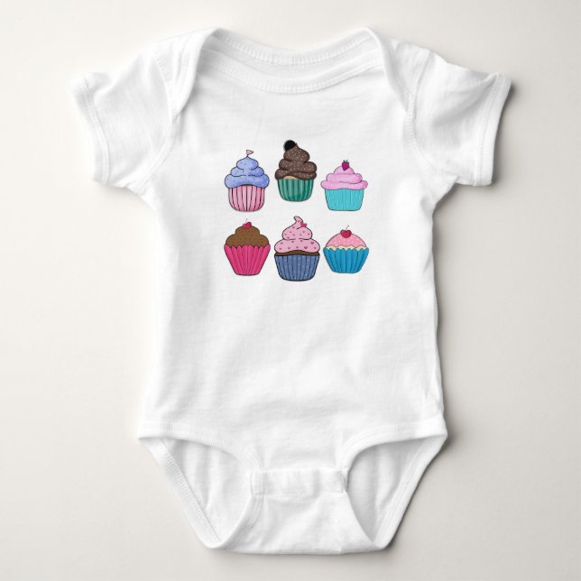 Söta Cupcakes T Shirt (Framsida)