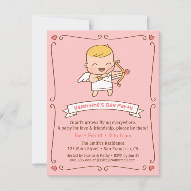 Söta Cupid Alla hjärtans dag festinbjudningar Inbjudningar (Framsida)