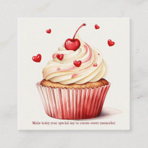 Söta Cupkaka Red Hearts Valentine Day Card Tilläggskort