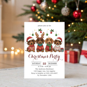 Söta Dachshund Hundar Julfest Inbjudningar