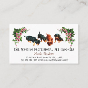 Söta Dachshund-valpar Husdjursvård Blommig Visitkort