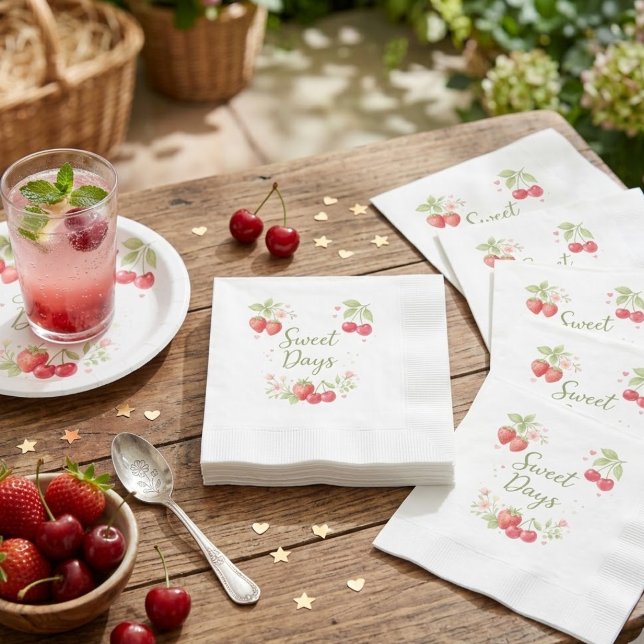 Söta dagar akvarell frukt blomsterstilleben pappersservett (Skapare uppladdad)