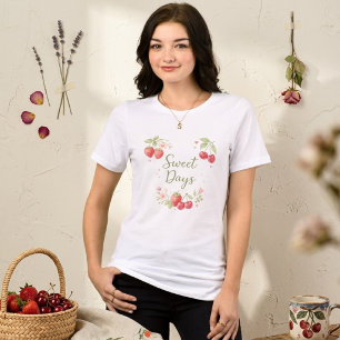 Söta dagar" Akvarell Jordgubb- och Körsbärs-T-Shir T Shirt