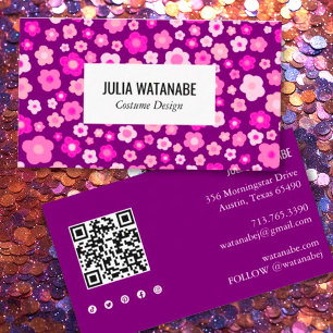 Söta Daisy Blommigt QR Code Social Media Chic Visitkort