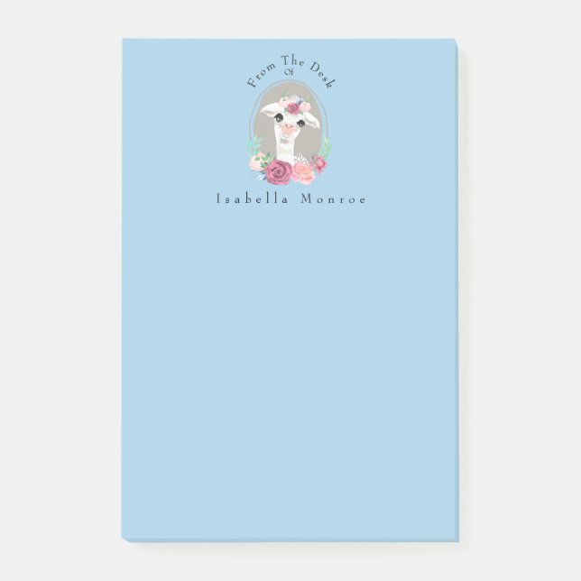 Söta Dam Llama med Ro Post-it Block (Framsida)