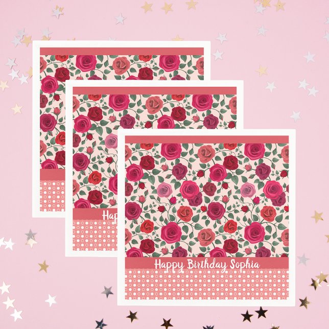 Söta dammrosa rosor Personliga servetter (Skapare uppladdad)